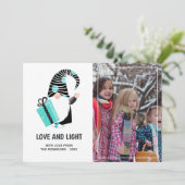 ティール(緑がかった色)とブラック格言ハッピーホリデーズグリーティングフォト シーズンカード (スタンド正面)