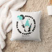 ティール(緑がかった色)とブラック格言祝の新年 クッション (ブランケット)