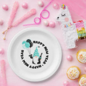 ティール（緑がかった色）とブラック格言祝の新年 ペーパープレート (パーティー)