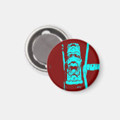 ティール（緑がかった色）とブルゴーニュおもしろい顔 マグネット (正面/裏面)