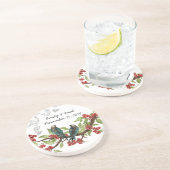 ティール（緑がかった色）とブルゴーニュのヴィンテージラブバードコースター コースター (側面)