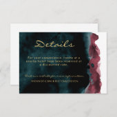 ティール（緑がかった色）とブルゴーニュの結婚詳細エンクロージャカード エンクロージャーカード (正面/裏面)