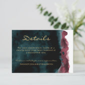 ティール（緑がかった色）とブルゴーニュの結婚詳細エンクロージャカード エンクロージャーカード (スタンド正面)