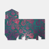 ティール(緑がかった色)とブルゴーニュヴィンテージフローラダマスク フェイバーボックス (折り畳みなし)