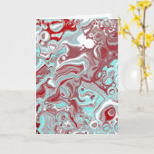 ティール(緑がかった色)とブルゴーニュ大理石の流体アート空白の カード (黄色い花)