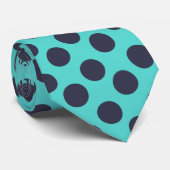 ティール（緑がかった色）とブルー水玉模様ネクタイ ネクタイ (ロール)
