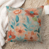 ティール（緑がかった色）とブロンズの野草フローラ クッション (ブランケット)