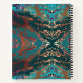 ティール（緑がかった色）とブロンズモノグラムのズ ノートブック (裏面)