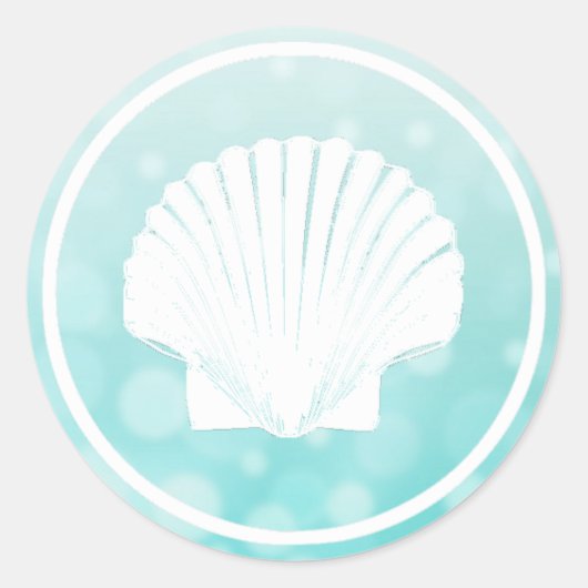 ティール（緑がかった色）とホワイトイニシャル結婚ズステッカー ラウンドシール (正面)