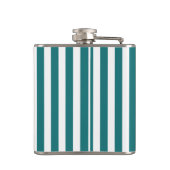 ティール（緑がかった色）とホワイトキャンディストライプー フラスク (裏面)