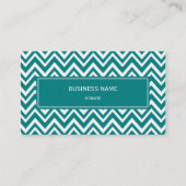 ティール（緑がかった色）とホワイトシェブロンのパターン 名刺 (裏面)