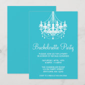 ティール（緑がかった色）とホワイトシャンデリアバチェロレッテ 招待状 (正面/裏面)
