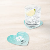 ティール（緑がかった色）とホワイトシー結婚ホースのハートコースター ペーパーコースター (インサイチュ)