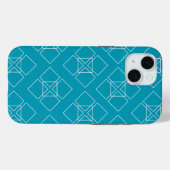 ティール(緑がかった色)とホワイトスクエア花びら Case-Mate iPhoneケース (裏面 (横))