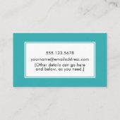 ティール（緑がかった色）とホワイトストライプゲームプレイデイト通話カード コーリングカード (裏面)