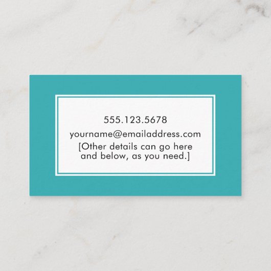 ティール（緑がかった色）とホワイトストライプゲームプレイデイト通話カード コーリングカード (裏面)