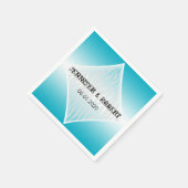 ティール（緑がかった色）とホワイトゼブラダイヤモンドズ結婚ナプキン スタンダードカクテルナプキン (角)