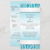 ティール(緑がかった色)とホワイトゼブラダイヤモンド結婚式 プログラム (正面/裏面)