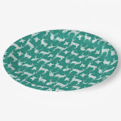 ティール(緑がかった色)とホワイトディアー紙プレート ペーパープレート (アングル)