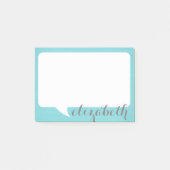 ティール(緑がかった色)とホワイトトークバブルとスクリプト名 ポストイット (正面)