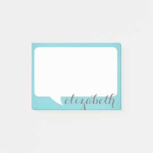 ティール(緑がかった色)とホワイトトークバブルとスクリプト名 ポストイット (正面)