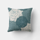 ティール(緑がかった色)とホワイトローズ クッション (裏面)
