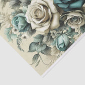 ティール（緑がかった色）とホワイトローズ 薄葉紙 (詳細)