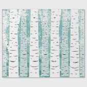 ティール（緑がかった色）とホワイト樺の木の木in冬のアー日本のト ラッピングペーパー (フラット)