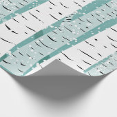 ティール（緑がかった色）とホワイト樺の木の木in冬のアー日本のト ラッピングペーパー (角)