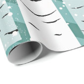 ティール（緑がかった色）とホワイト樺の木の木in冬のアー日本のト ラッピングペーパー (ロールコーナー)