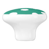 ティール（緑がかった色）とホワイト水玉模様ノブ/ドロワープル セラミックノブ (側面)