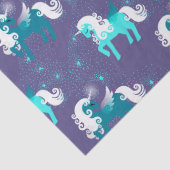 ティール(緑がかった色)とホワイト·ユニコーンオンパープル·デコパージュ 薄葉紙 (詳細)