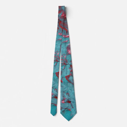 ティール(緑がかった色)とマゼンタ渦巻き大理石 ネクタイ (裏面)