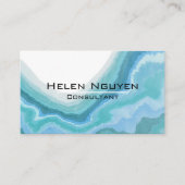 ティール(緑がかった色)とモダンブルー海マーブルアゲテゲード 名刺 (正面)