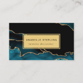 ティール（緑がかった色）とモダン金ゴールドの大理石デザイン、カスタマイズ可能 名刺 (正面)