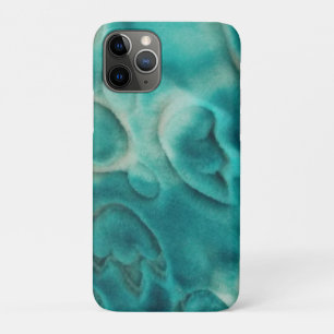 ティール(緑がかった色)とライトベージュの渦巻き模様 iPhone 11 PROケース