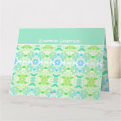 ティール（緑がかった色）とライムの壮大な誕生日ウィッシュ カード (裏面)