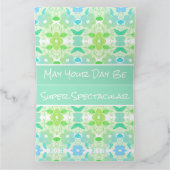 ティール（緑がかった色）とライムの壮大な誕生日ウィッシュ カード (内部)