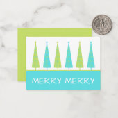 ティール(緑がかった色)とライムグリーンクリスマスツリーパーソナライズされた ノートカード (正面/裏面インサイチュ)