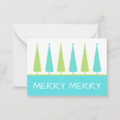 ティール(緑がかった色)とライムグリーンクリスマスツリーパーソナライズされた ノートカード (正面)