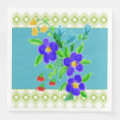 ティール（緑がかった色）とライムパターン（の模様が）ある紙ディナーナプキンス (正面)