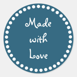 ティール（緑がかった色）とラブステッカーで作られた白 ラウンドシール