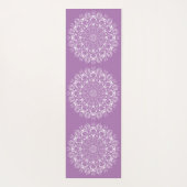 ティール（緑がかった色）とラベンダーの小さなフクロウのマインドフルマンダラ ヨガマット (裏面)