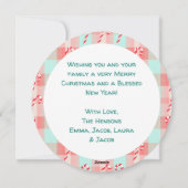 ティール（緑がかった色）とレッドホットココアとキャンディーケーンクリスマス シーズンカード (裏面)