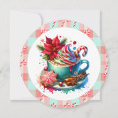 ティール（緑がかった色）とレッドホットココアとキャンディーケーンクリスマス シーズンカード (正面)