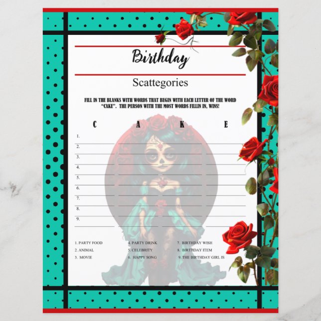 ティール（緑がかった色）とレッドローゼシュガースカルスキャッタゴリズゲーム (正面)