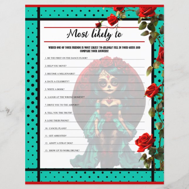 ティール（緑がかった色）とレッドローゼシュガースカル最も可能性の高いゲーム (正面)