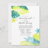 ティール(緑がかった色)とレモンの熱帯性ベビーシャワーbyメール 招待状 (正面)