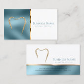 ティール（緑がかった色）と光の金ゴールドカスタム歯科医の名刺 名刺 (正面/裏面)