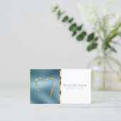 ティール（緑がかった色）と光の金ゴールドカスタム歯科医の名刺 名刺 (スタンド正面)